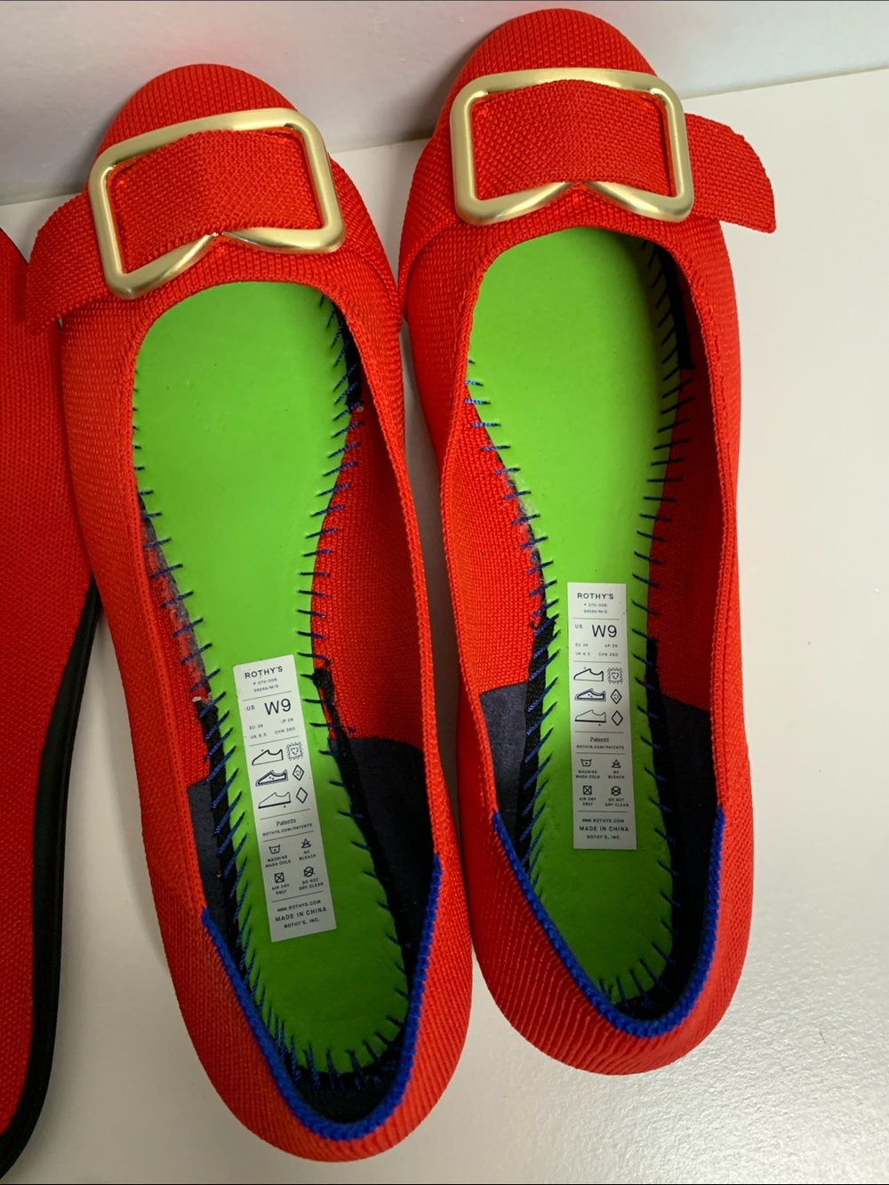 Rothy's Red Flats with Gold Buckle Accent - Picture 8 of 9